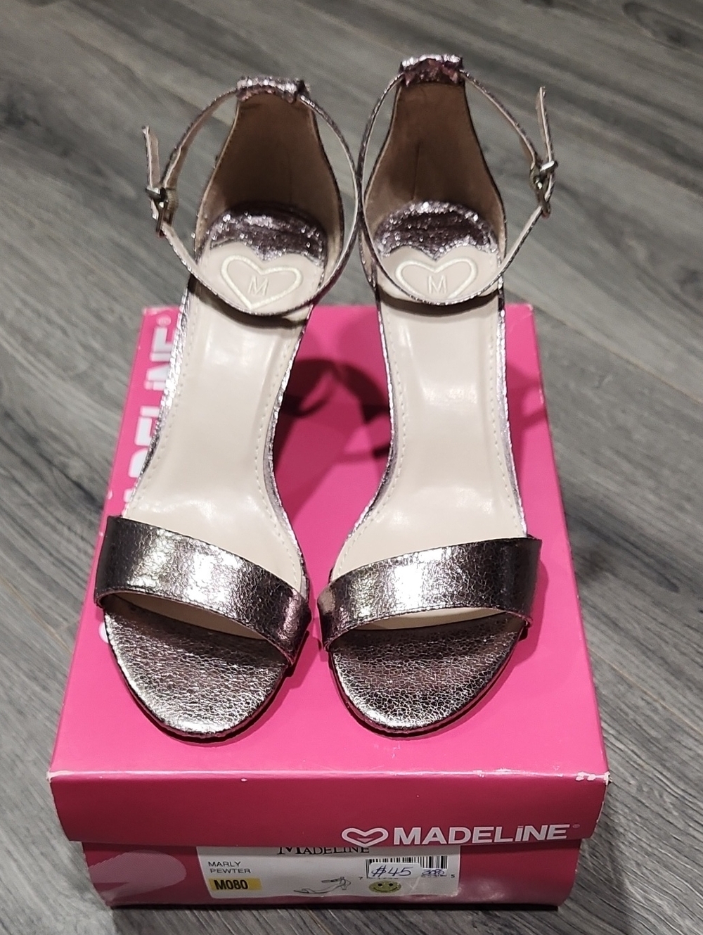 NWT Madeline Rose Gold Ankle-Strap Block Heel Sandal Heels